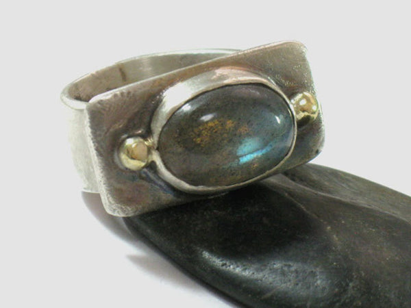 Labradorite Rectangle Sterling Ring