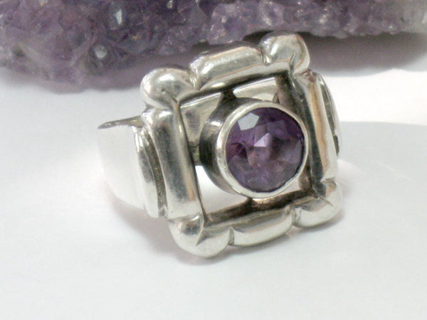 Square Amethyst Ring Sterling Silver