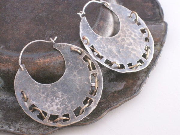 Large Hammered Textured Sterling Silver Hoops