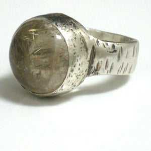 Silver and Rutilated Quartz Ring