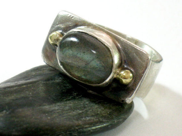 Labradorite Rectangle Sterling Ring