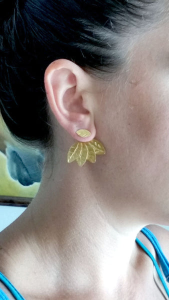 Gold Leafy Ear Jacket Earrings