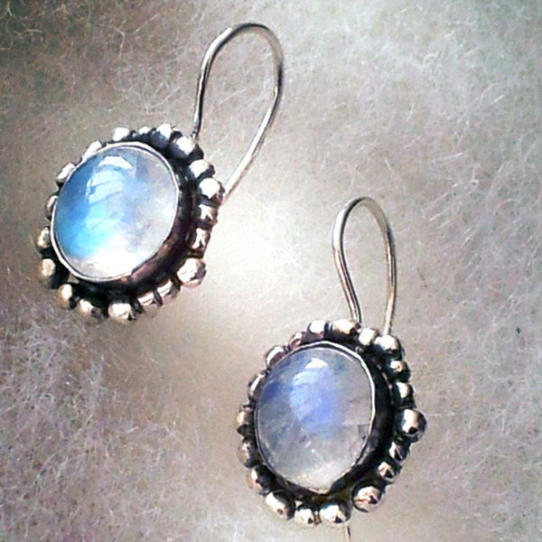 Silver Dangle Earrings with Moonstones