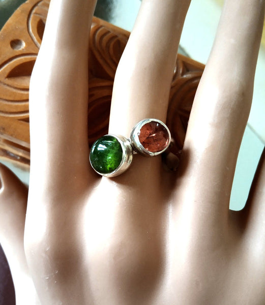 Green Tourmaline Silver Stacking Ring