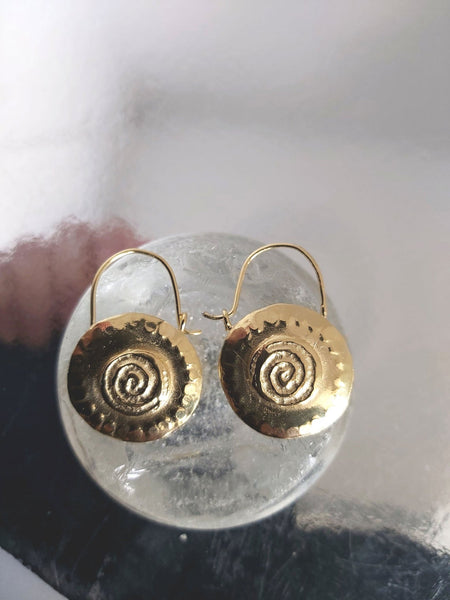 Round Gold Spiral Earring Hoops