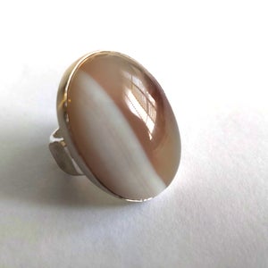 Unusual Oval Agate and Silver Ring