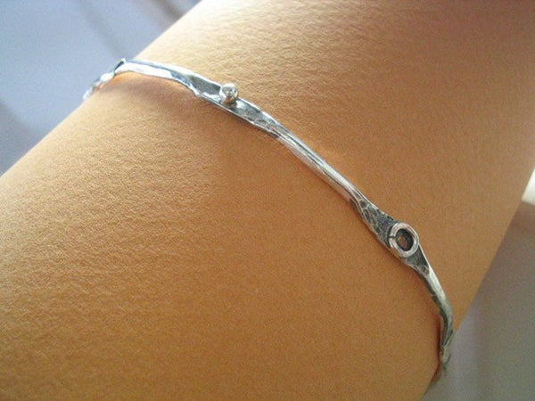 Thin Silver Bangle, Bangle Bracelet Sterling Silver, Silver Bangle, Stacking Sterling Bracelet, Hammered Bangle, Circle Bracelet