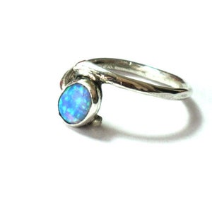 Minimalist Blue Silver Opal Ring