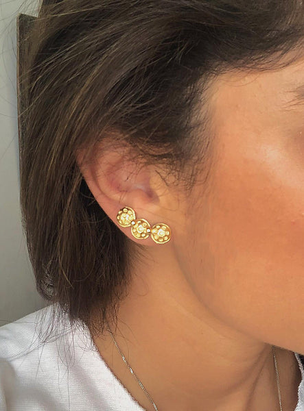 Gold Ear Climber Pin Earrings