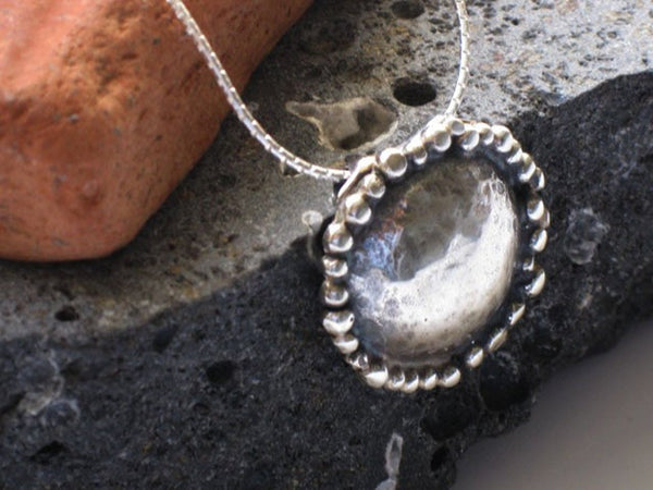 Round Dome Sterling Pendant Necklace