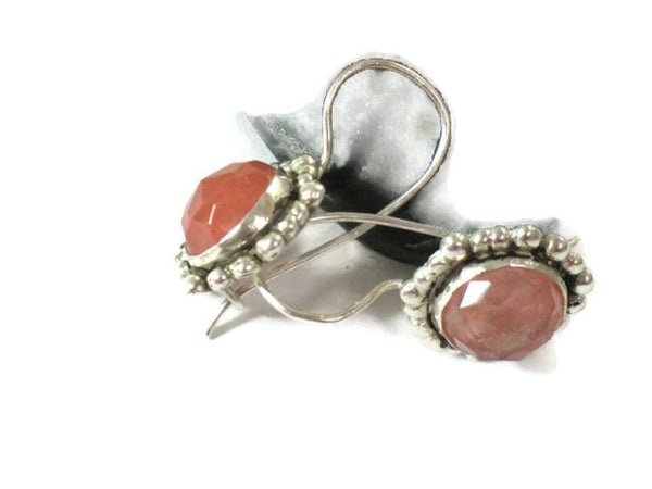 Everyday Round Silver Cherry Quartz Dangles