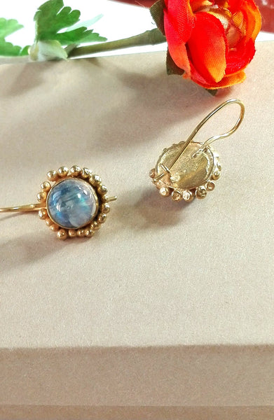 Gold Moonstone Dangle Earrings