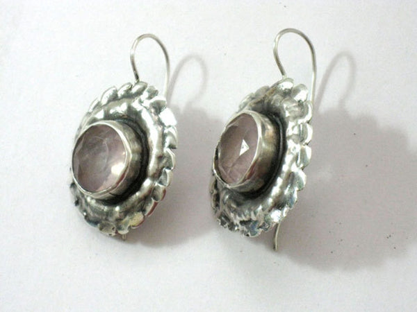 Artisan Rose Quartz Sterling Dangle Earrings