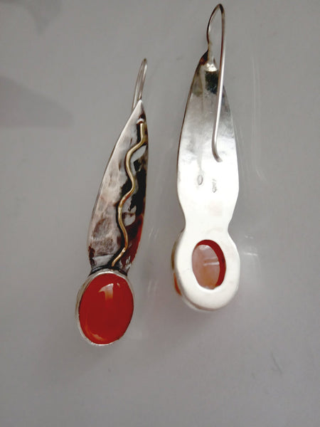 Two Tones Carnelian Dangle Earrings