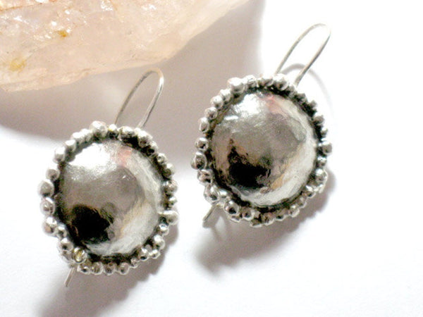 Round Dome Sterling Dangle Earrings