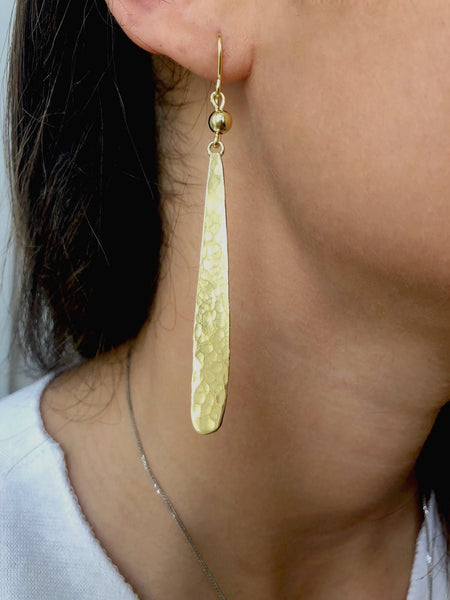 Long Yellow Gold Dangle Earrings