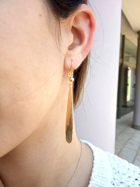 Long Gold Earrings, Lightweight earrings, Minimalist Dangles, Simple Gold Earrings, Thin Earrings, Nature Inspired, Gift for Girlfriend