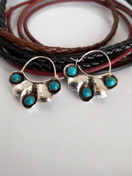 Silver Turquoise Hoop Earrings