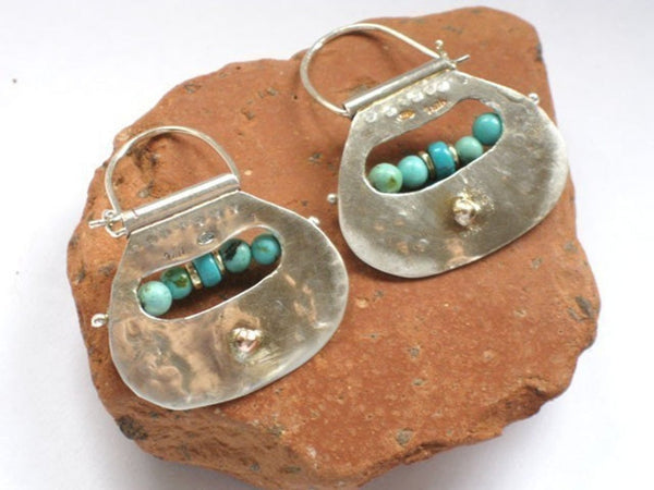 Statement Turquoise Two Sided Ear Hoops