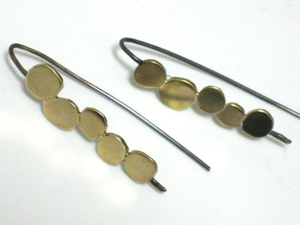 Gold Silver and Brass Dangle Earrings