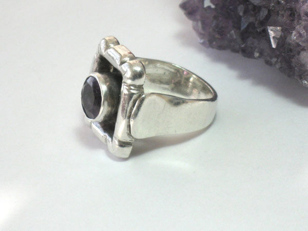 Square Amethyst Ring Sterling Silver