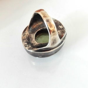 Oval Prehnite Gemstone Silver Ring