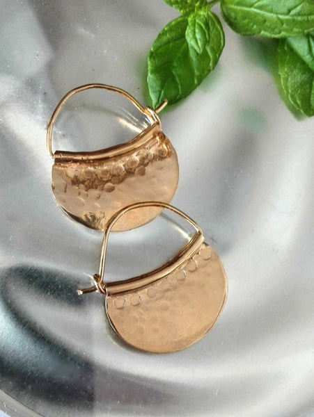 Hammered Gold Ear Hoops
