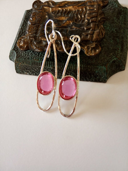 Long Tourmaline Quartz Silver Earrings.