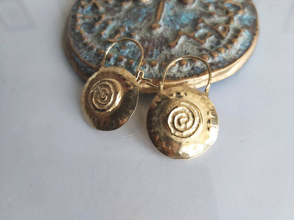 Round Gold Spiral Earring Hoops