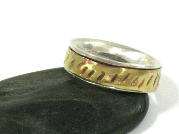 Silver Brass Spinner Band Ring