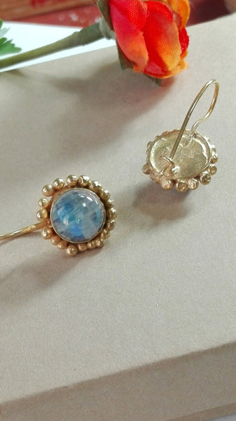 Gold Moonstone Dangle Earrings