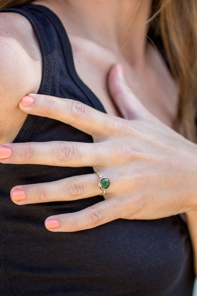 Green Tourmaline Silver Stacking Ring