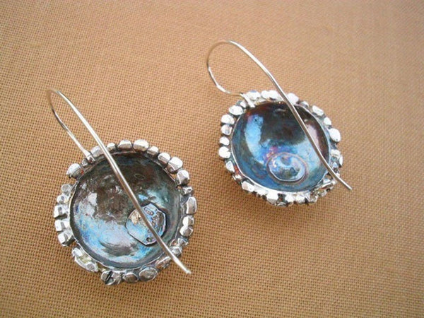 Round Dome Sterling Dangle Earrings