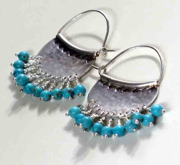 Turquoise Birthstone Chandelier Silver earrings