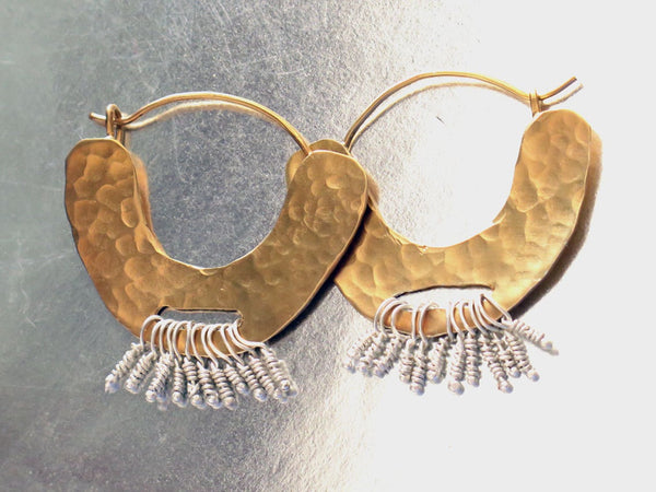 Large Crescent Gold Hoop Earrings