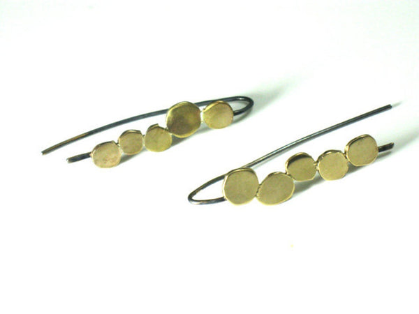 Gold Silver and Brass Dangle Earrings