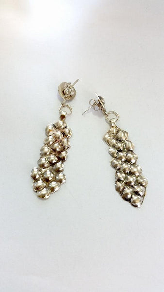 Elegant Hammered Long Silver Earrings