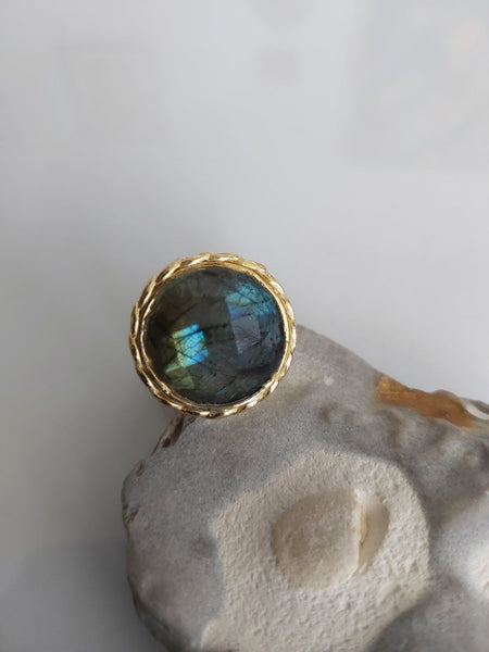 Large Labradorite Stone Ring