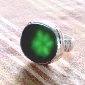 Sterling Silver Green Sea Glass Ring