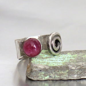 Adjustable Silver Tourmaline Open Ring