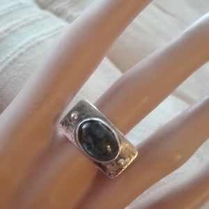 Handmade Sterling and Gold  Labradorite Ring