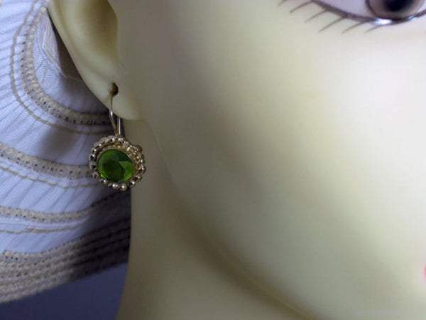 Gold Peridot Green Dangle Earrings