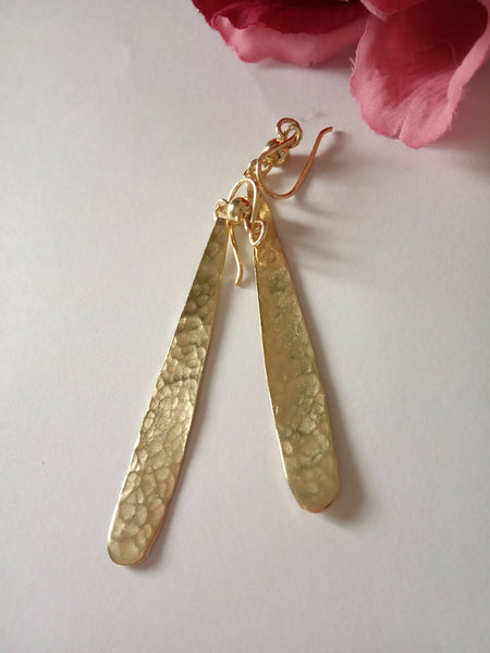 Long Yellow Gold Dangle Earrings