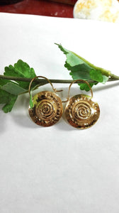 Round Gold Hoop Spiral Earrings