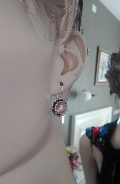 Everyday Round Silver Cherry Quartz Dangles