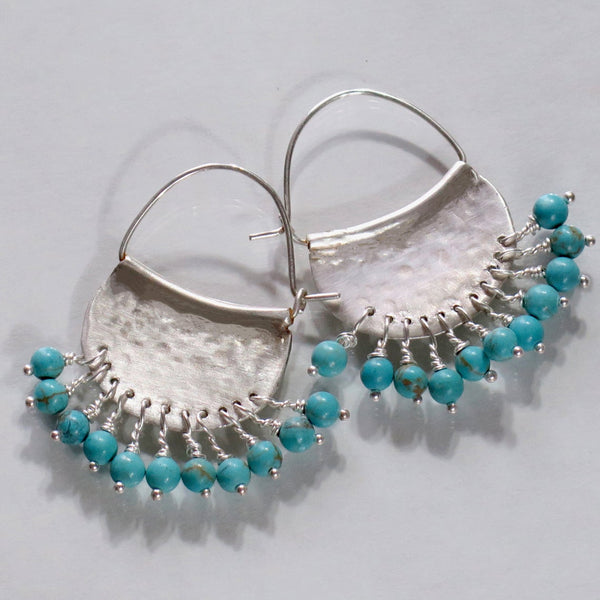 Turquoise Birthstone Chandelier Silver earrings