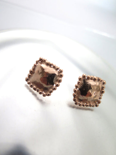 Square Statement Rose Gold Ear Studs