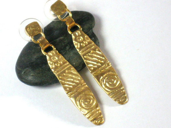 Tribal Unique Dangle Earrings Tribal Jewelry Statement Dangling Earrings Long Gold Dangles Statement Ethnic Earrings Long Boho Earrings