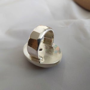 Unusual Oval Agate and Silver Ring