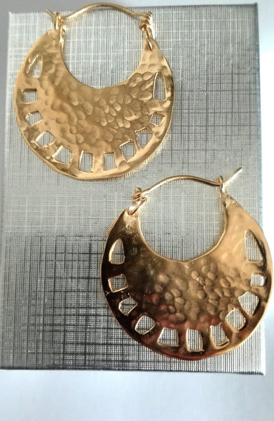 Large Tribal Round Gold Hoops